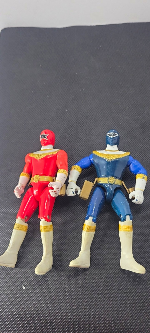 Vintage Bandai Power Rangers Zeo Red Blue Ranger Action Figures Lot 1998